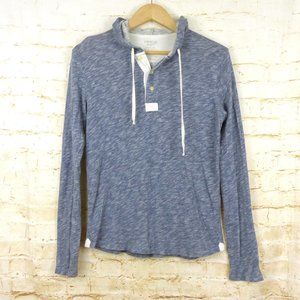 Vince Hooded Henley Mens S Heather Blue Long Sleeve Sweatshirt Preppy Outdoors